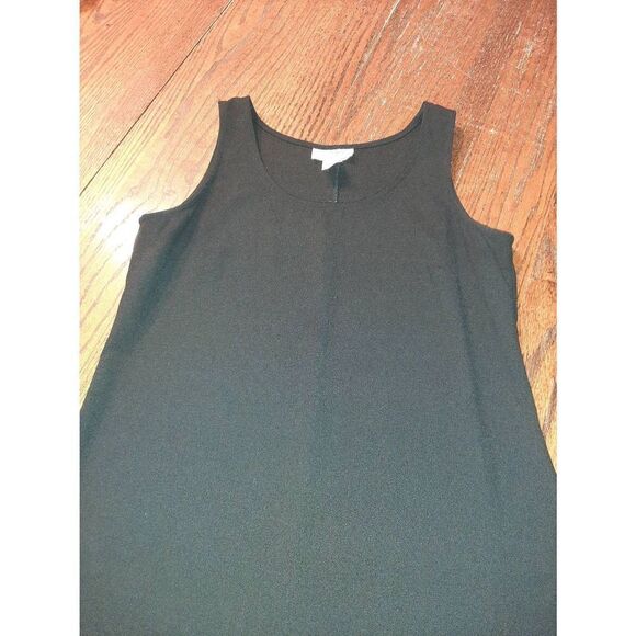10P Studio 1 Petite Black Tank Strap Sleeveless Round Neck Slit Dress Sundress - Picture 2 of 4